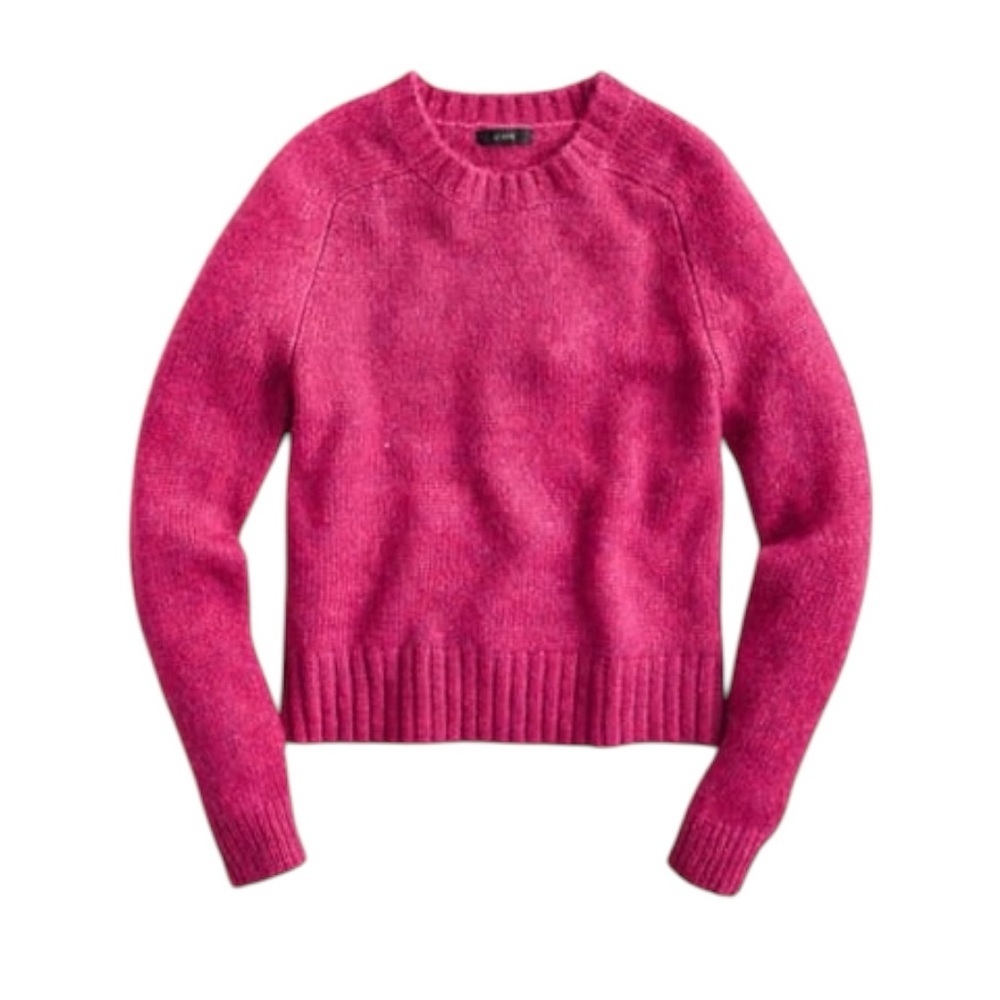 J. Crew Women's Alpaca Wool Blend Crewneck Sweater Fuchsia Heather NWT